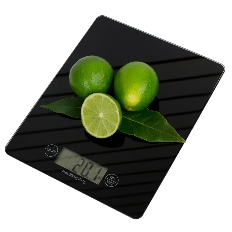 Multi-Functional Sleek Glass Digital Food Scale, Black