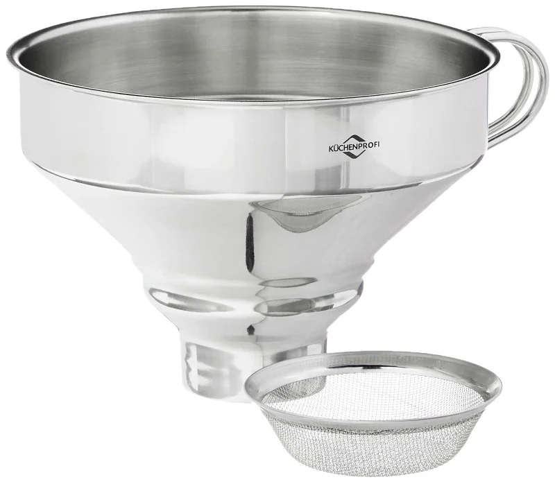 Kuchenprofi Funnel with Mesh Filter, Stainless Steel, 5-Inch Diameter