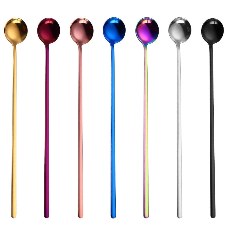 Long Handle Dessert Spoons Eco-Friendly Tableware Kitchen Supplies