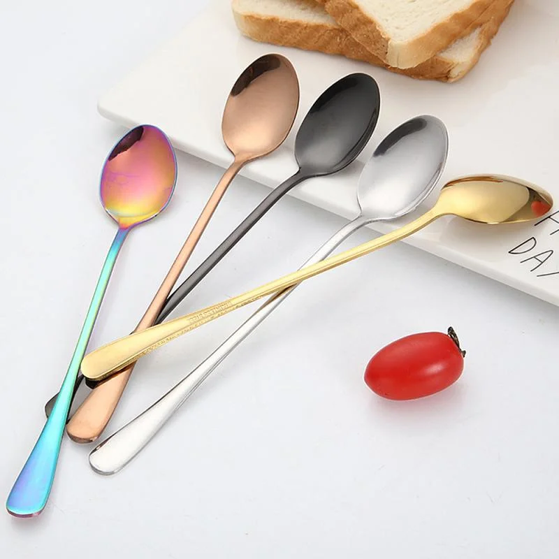 Long Handle Tea Spoons Kitchen Hot Drinking Flatware Tableware