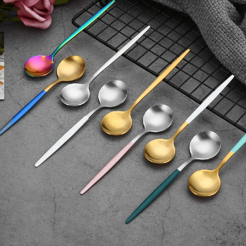 Matte-Colored Stainless Steel Dessert & Tea Spoons