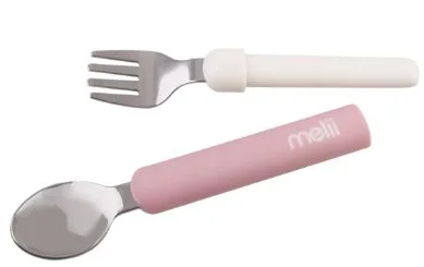 Melii Luxe Detachable Spoon & Fork - Pink