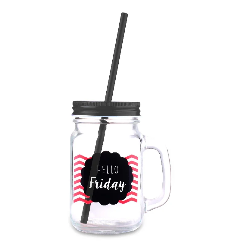 Mason Jar Printed with Handle