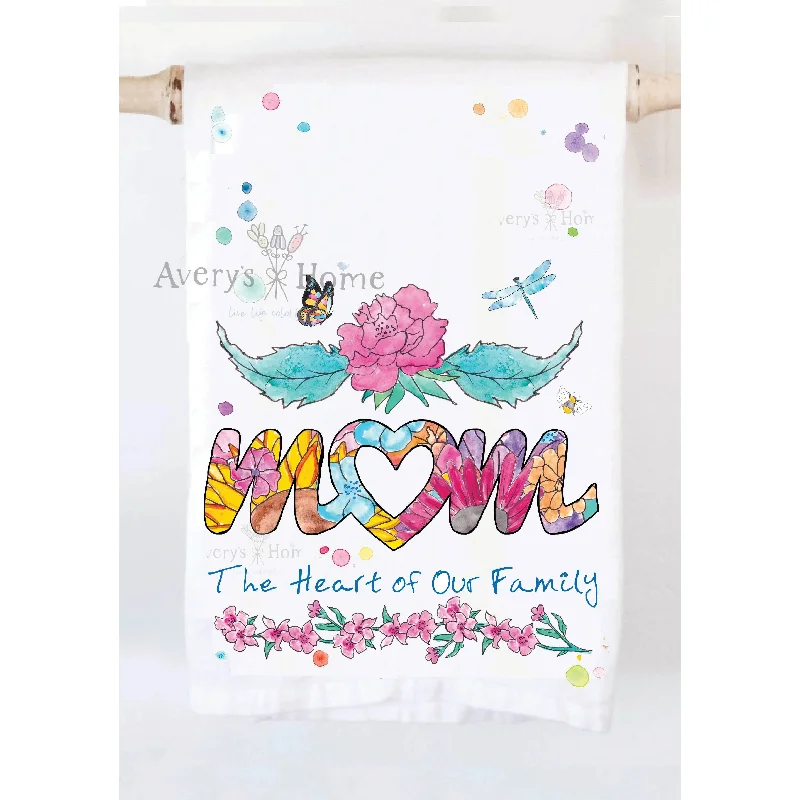 Mom Is the Heart of the Family Kitchen Towel