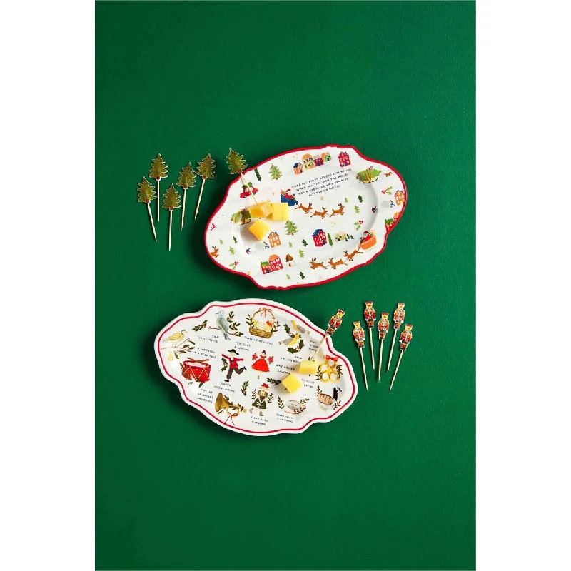 Mud Pie - Christmas Plate & Toothpick Set