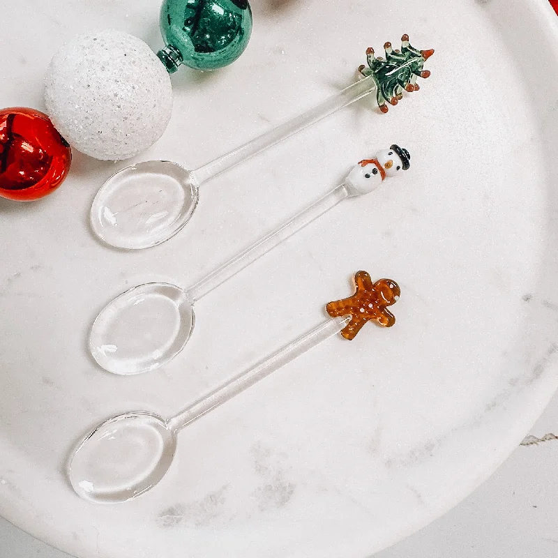 Mud Pie - Glass Christmas Spoon