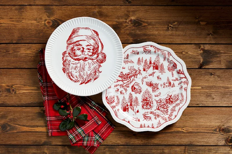 Mud Pie - Round Christmas Toile Platter