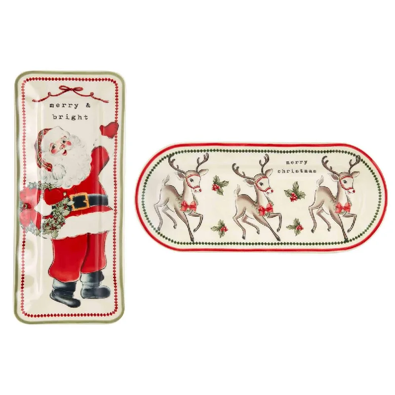 Mud Pie - Vintage Santa & Reindeer Plate