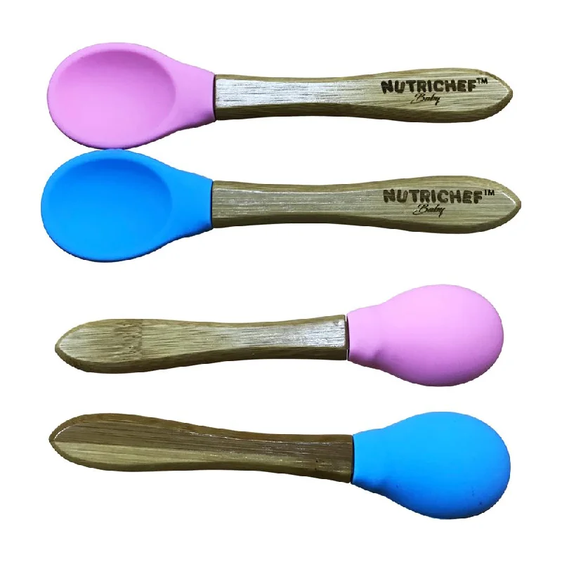 2 Pcs. Bamboo Spoons With Silicone Head For Kids