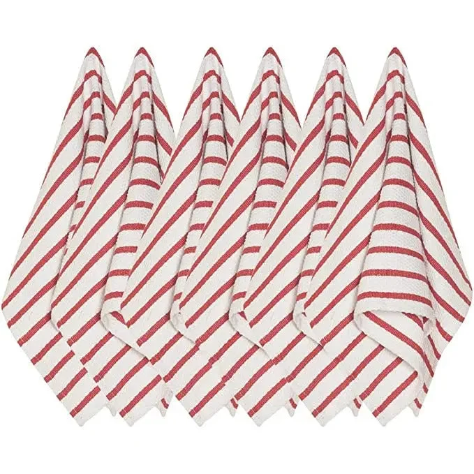 Now Designs Basketweave Kitchen Towel Red Stipe