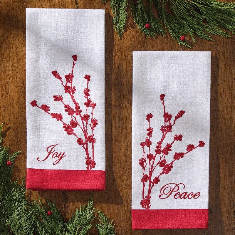 Peace & Joy Embroidered Dish Towels