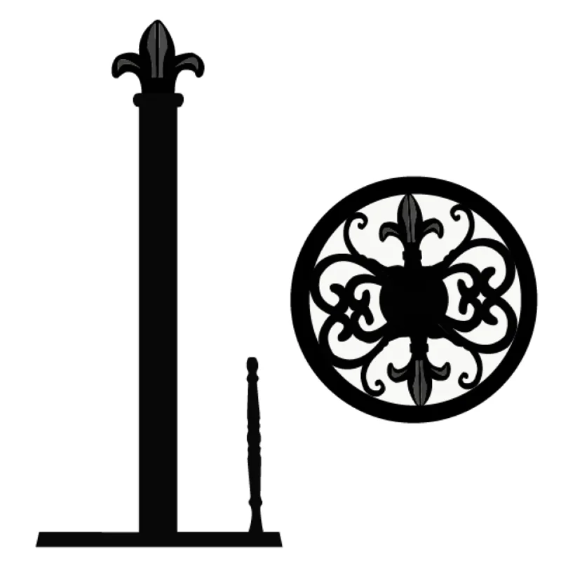 Cast Iron Fleur De Lis Paper Towel Holder, Black