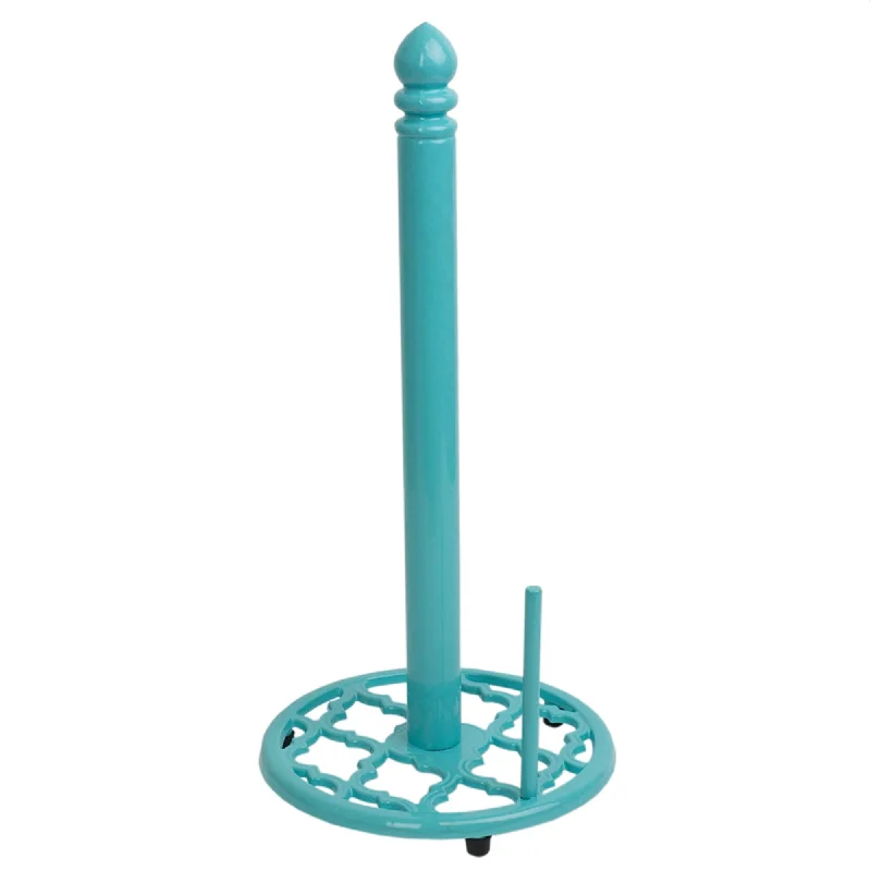 Lattice Collection Cast Iron Paper Towel Holder, Turquoise