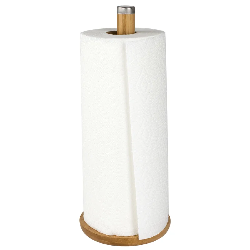 Bamboo Paper Towel Holder with Stainless Steel Finial