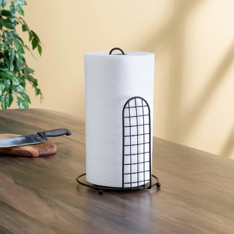 Grid Collection Free Standing Paper Towel Holder, Black