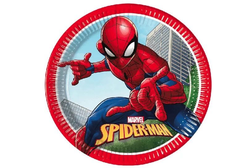 Procos 93863 - Spiderman Crime Fighter Plates, 23 cm, Pack of 8, FSC, Disposable Plates, Paper Plates, Birthday, Theme Party