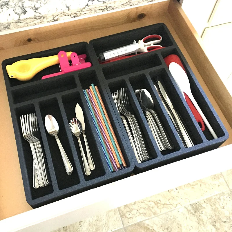 Flatware Silverware Drawer Organizer for Rv and Campers Cutlery Forks Knives Spoons Waterproof Compact Tray Insert 20.5 X 15.9 X 2 Inch 12 Slot