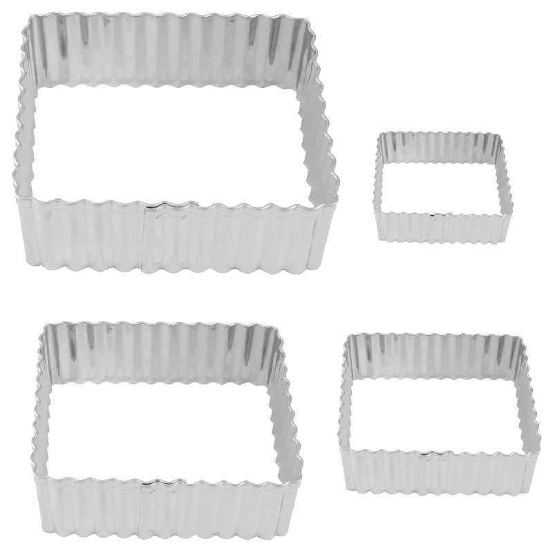 R&M International Fluted Rectangle 4 Piece Cookie Cutter Set