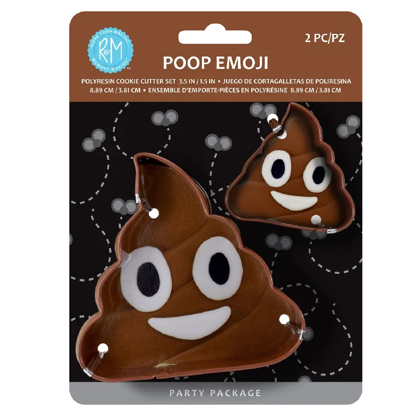 R&M International Poop Emoji 2 Piece Cookie Cutter Set, Brown