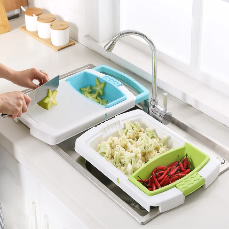 Retractable Multi-Function Storage Basket & Cutting Board