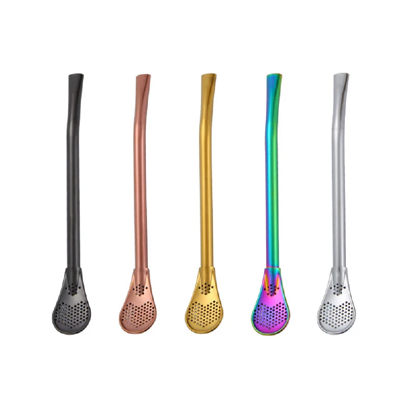 Reusable Colorful Stainless Steel Stirring Spoon Straws