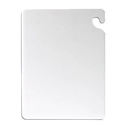 San Jamar 18" x 24" Cutting Board with Food Safety Hook, White