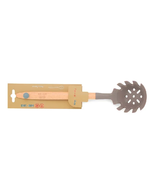 Silicon Pasta Server With Wooden Handle | 3 x 12 inches