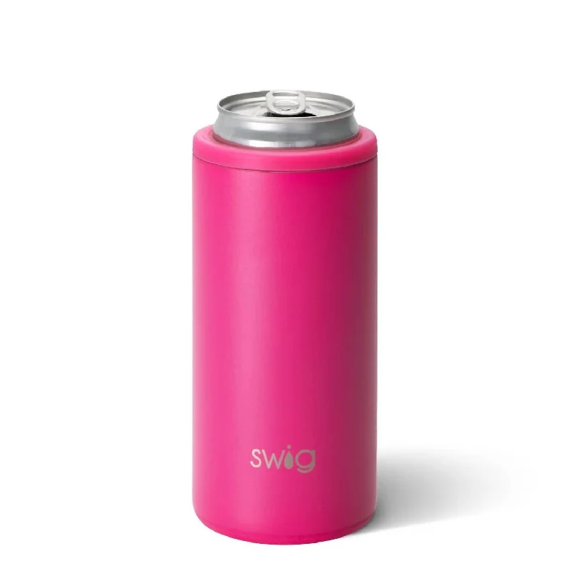 Skinny Can Cooler - 12 Oz In Matte Hot Pink