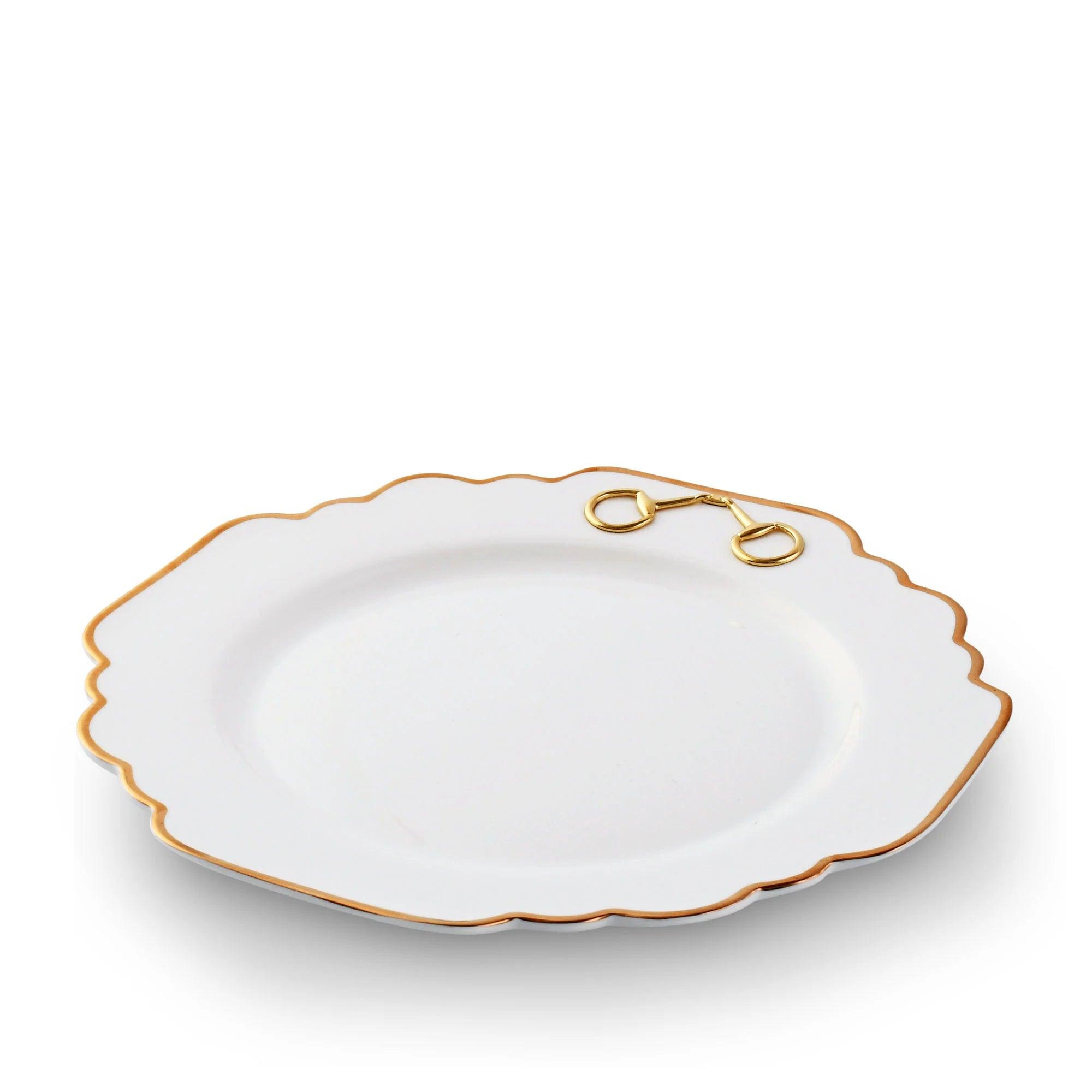 Snaffle Bit Gold Scallop Dinner Plate