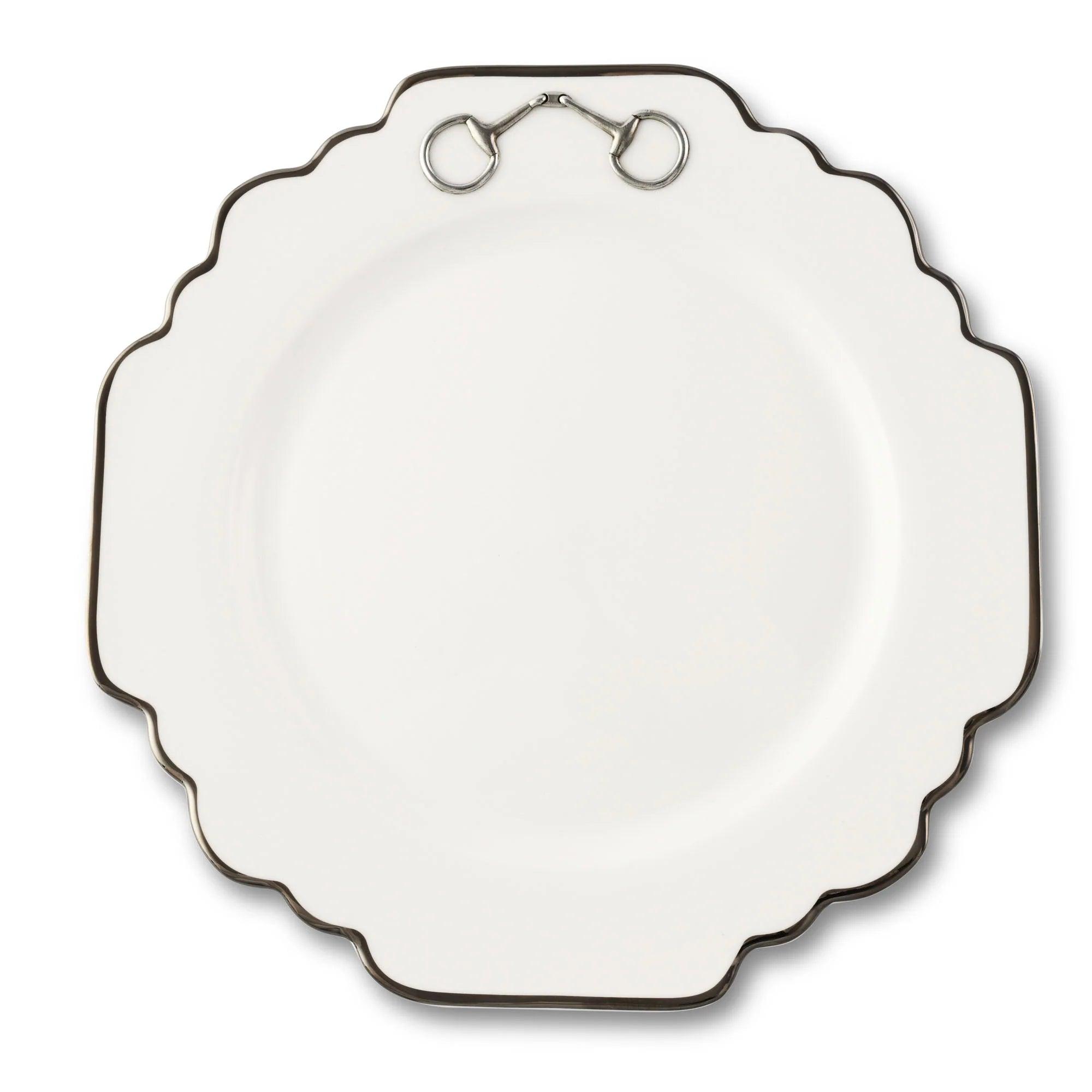 Snaffle Bit Platinum Scallop Dinner Plate