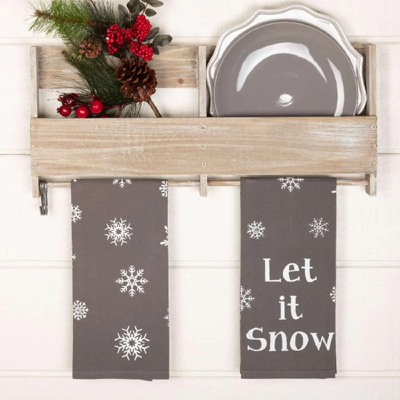 Snowflake Burlap Grey Let It Snow Tea Towel Set of 2 19x28 VHC Brands