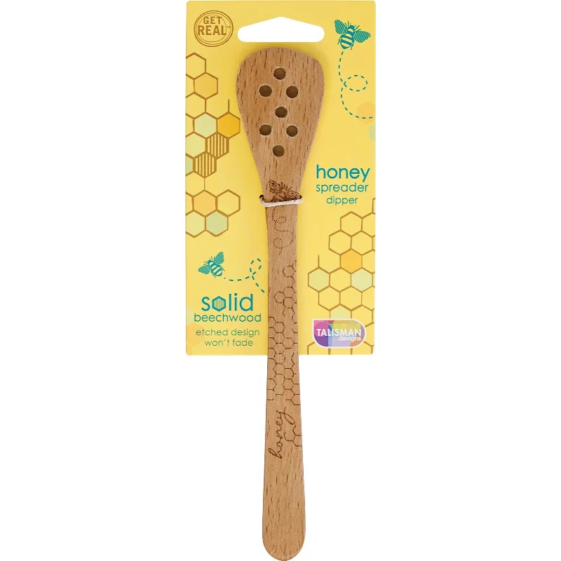 Talisman Designs Beechwood Honey Spreader & Dipper, Honey Bee Collection