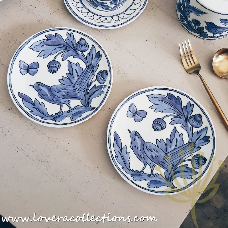 Twig New York Heritage Blue Bird 2 Piece Dessert Plates Set