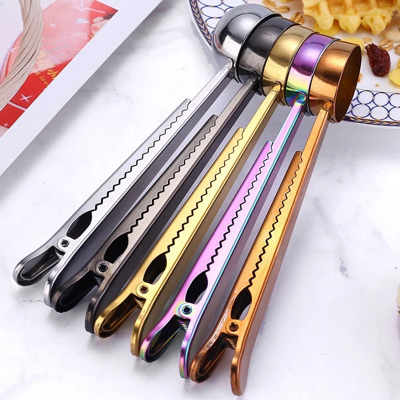 Two-in-one Coffee Spoon Sealing Clip Kitchen Accessories Cafe Clip