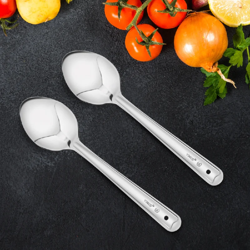 Vinod Stainless Steel Paan Serving/Cooking Spoon, Set of 2, Size 29cm, No 3 | Ideal for Gravy/Curry/Sauces/Bhaji/Rice