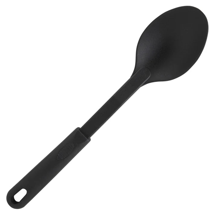 Winco 12" Solid Serving Spoon Black Heat Resistant to 410°F - NC-SS1