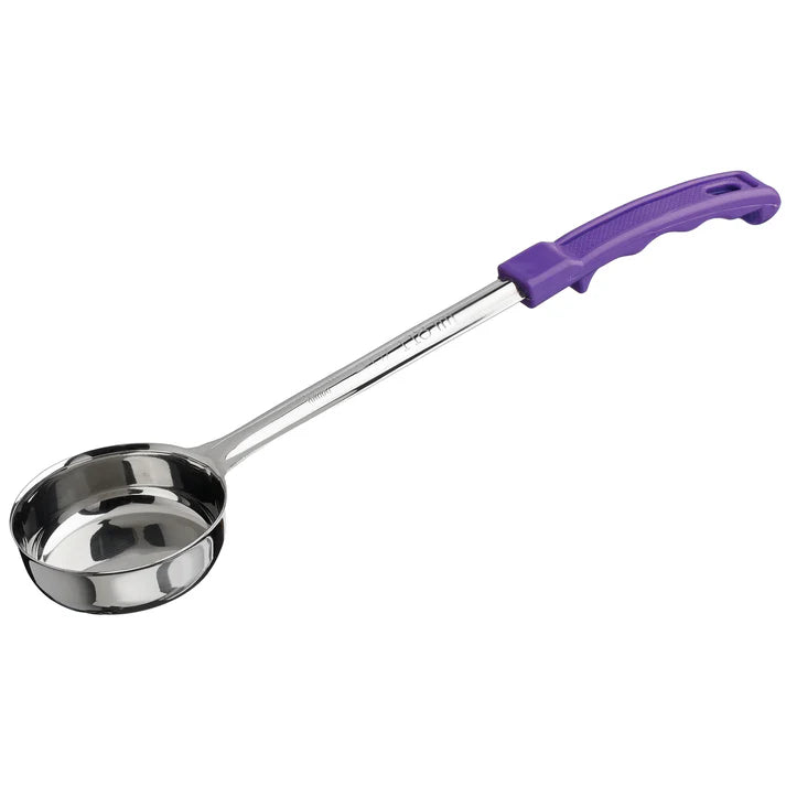 Winco 4 Oz Allergen Free Portion Control Solid Spoon, Purple Handle - FPS-4P