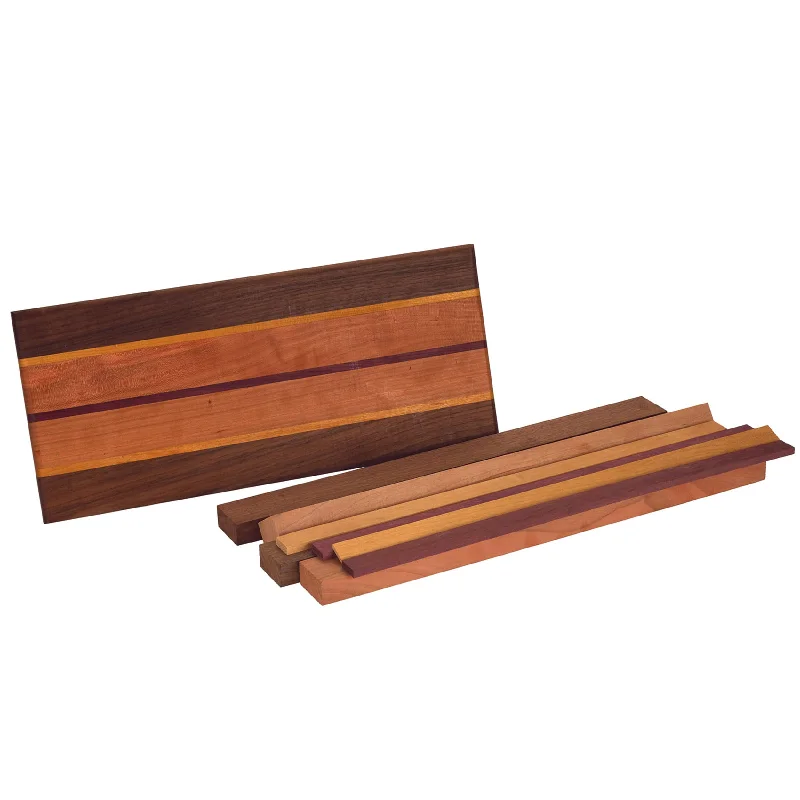 Cutting Board Kit - 3/4" x 7" x 16" - Walnut, Cherry, Yellowheart & Purpleheart