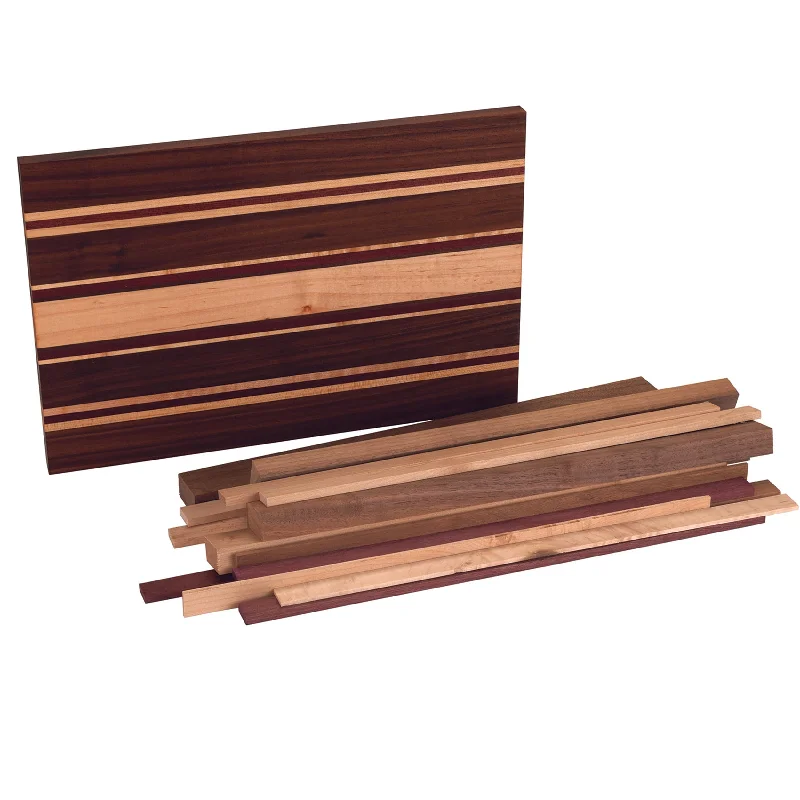 Hashery Cutting Board Kit - 3/4" x 10-1/2" x 16" - Maple, Walnut & Purpleheart