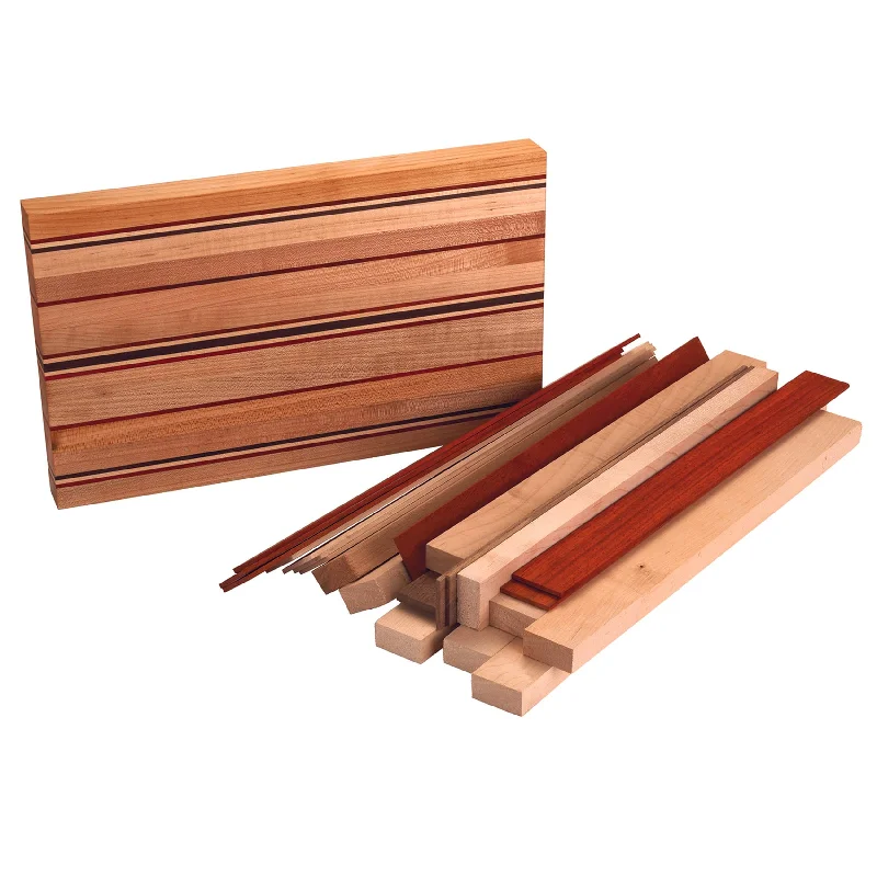 Smoke House Cutting Board Kit - 1-1/2" x 9-1/4" x 16" - Maple, Padauk & Walnut