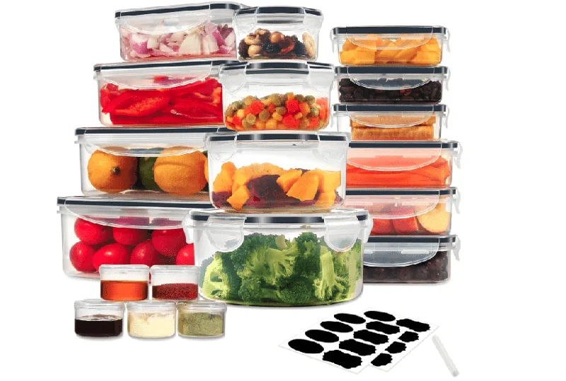 YASHE 38PCS Food Storage Containers with Lids Airtight, Plastic Food Containers for Kitchen Storage Organization, 100% Leakproof, BPA-Free Meal Prep Containers with Labels & Marker