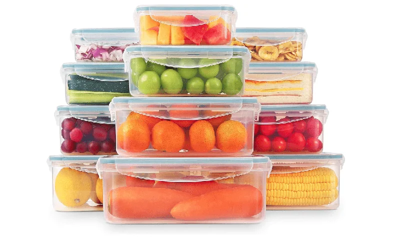 YASHE Food Storage Containers - 24 Pieces (12 Containers & 12 Lids) Plastic Food Containers with Lids, Airtight Pantry & Kitchen Containers, Leak-Proof, Stackable, Reusable