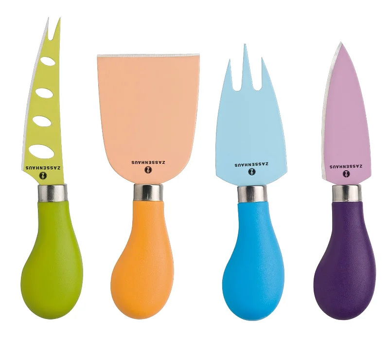 Zassenhaus Easy Cut Cheese Knife Set, 4 Pieces, Assorted Colors