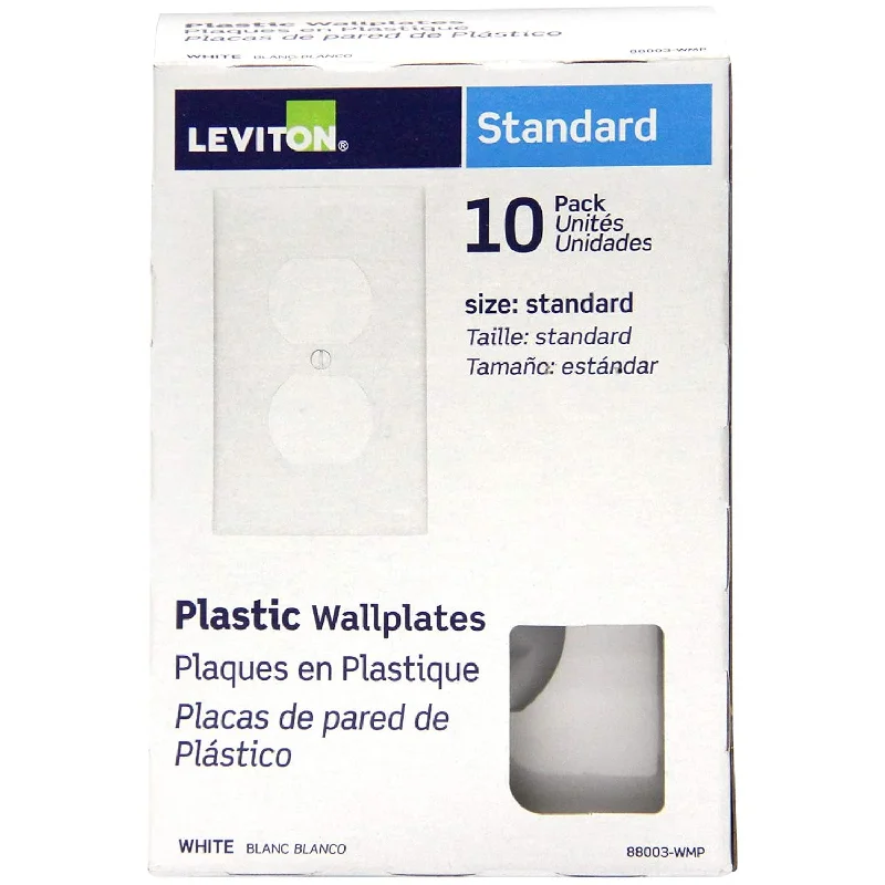 88003-Wmp 10 Pack 1 Gang Wallplates, Duplex Receptacle, White