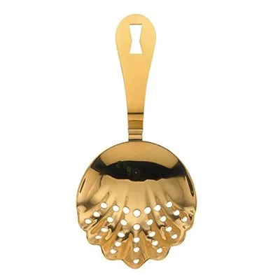 Barfly 7" Scalloped Julep Strainer, Gold Plated