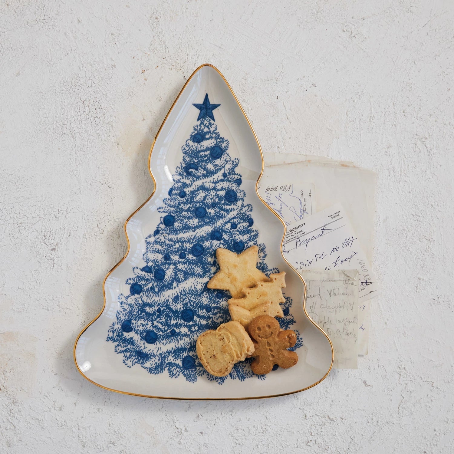 Creative Co-op - Blue Christmas Tree Platter