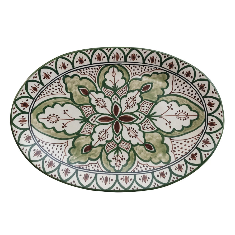 Creative Co-op - Hand-Painted Stoneware Platter