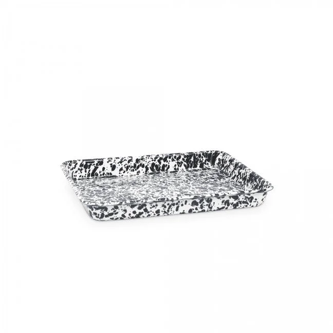 Crow Canyon - Enamelware Splatter Small Rectangle Tray, Black