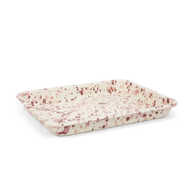 Crow Canyon - Enamelware Splatter Small Rectangle Tray, Desert Rose