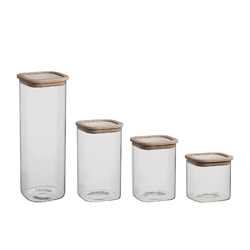 Ecology Store Square Glass Canister Set 4pc